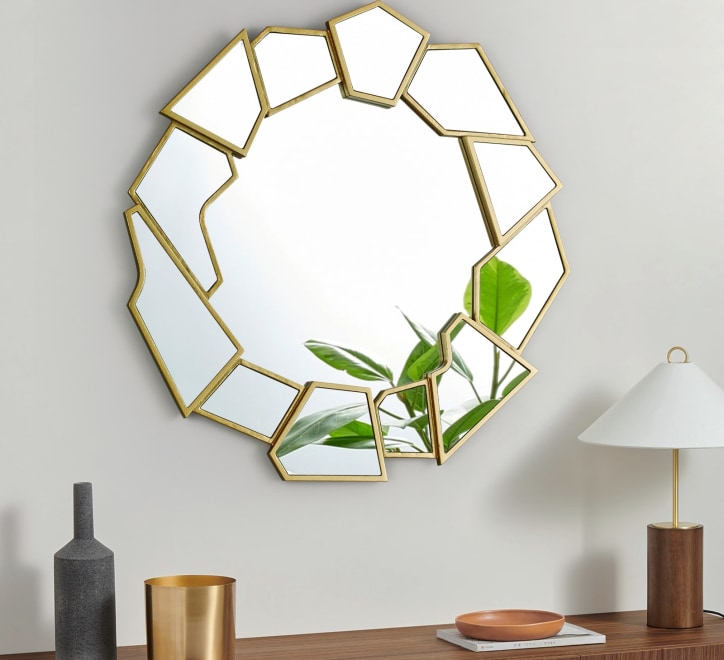 GD002 Geometric Mirror – 60x60cm with Gold Framing