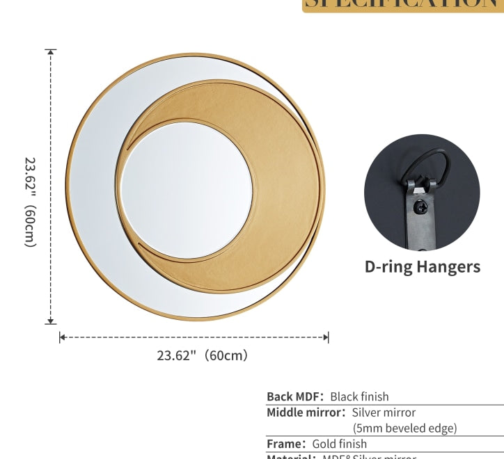 GD004 Circular Mirror – 60x60cm with Gold Frame