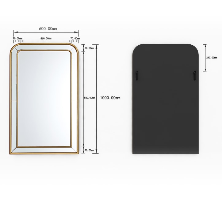 GD006 Mirror – Arched 100x60 cm with Gold Border