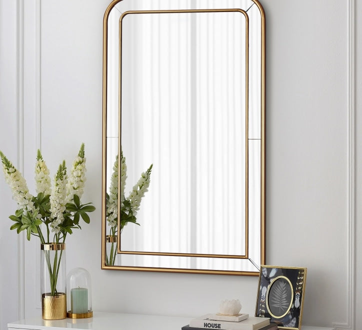 GD006 Mirror – Arched 100x60 cm with Gold Border