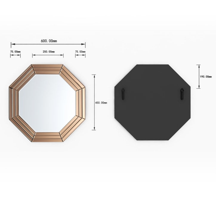 GD012 Octagonal Mirror – 60x60cm with Rose Gold Segments