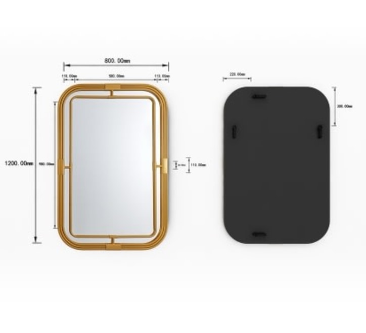 GD014 Rectangular Mirror – 120x80cm with Golden Frame