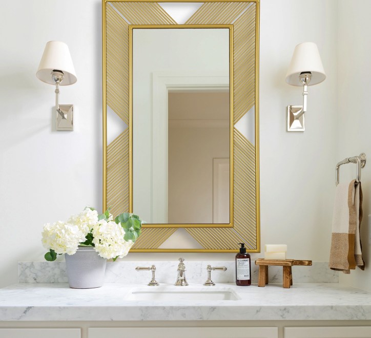 GD015 Mirror – 100x60cm Rectangular Design with Golden Bars