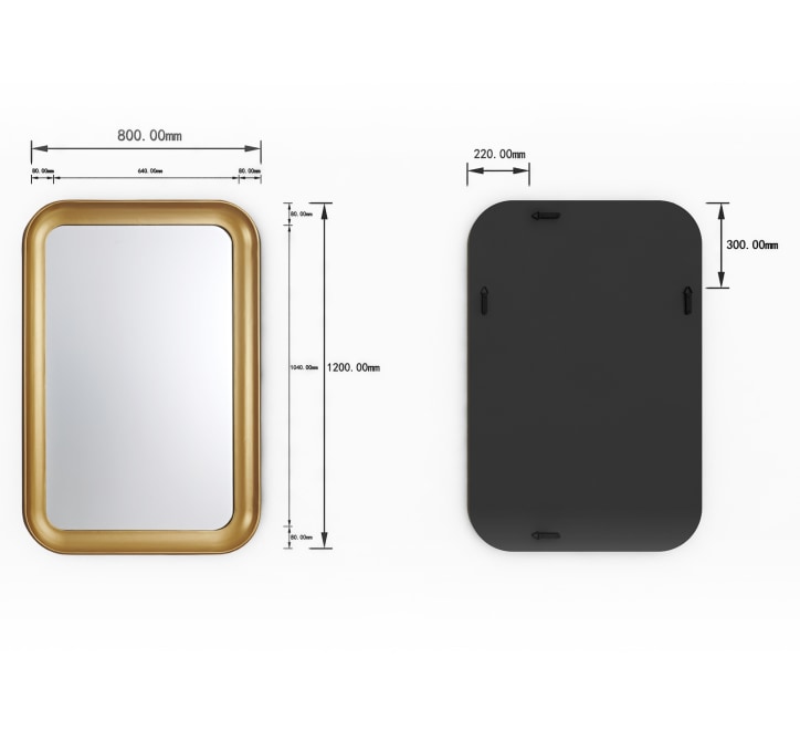 GD016 Rectangular Mirror – Gold Framed 120x80cm