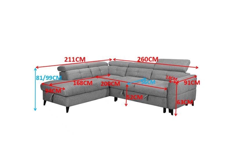 Samantha Corner Sofa/Sofa Bed In Grey