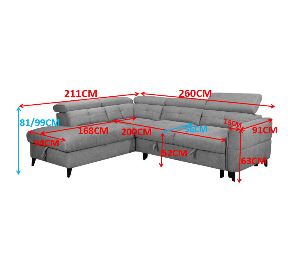 Sophie Corner Sofa – Brown LHF with Adjustable Headrests