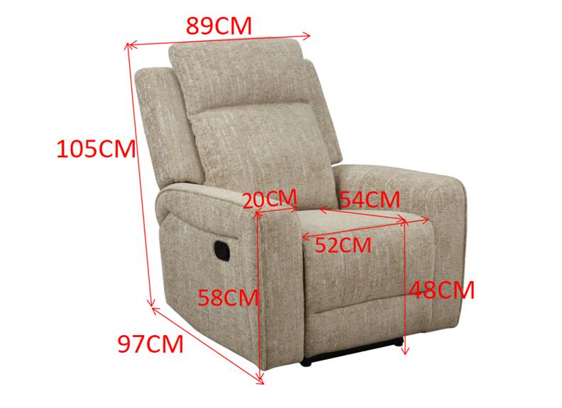 Harper Manual Reclining Armchair – Off-White Chenille Fabric