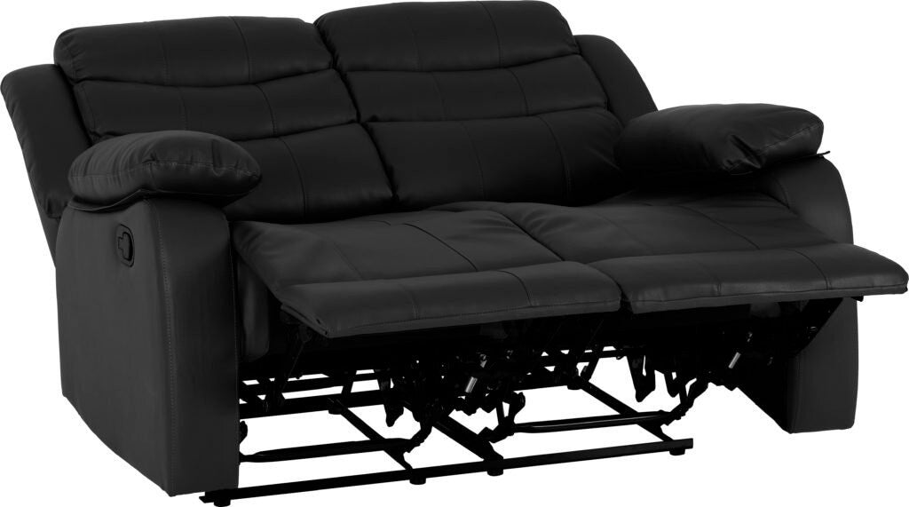 Roma 3 Seater Recliner Sofa Black Faux Leather - image 3