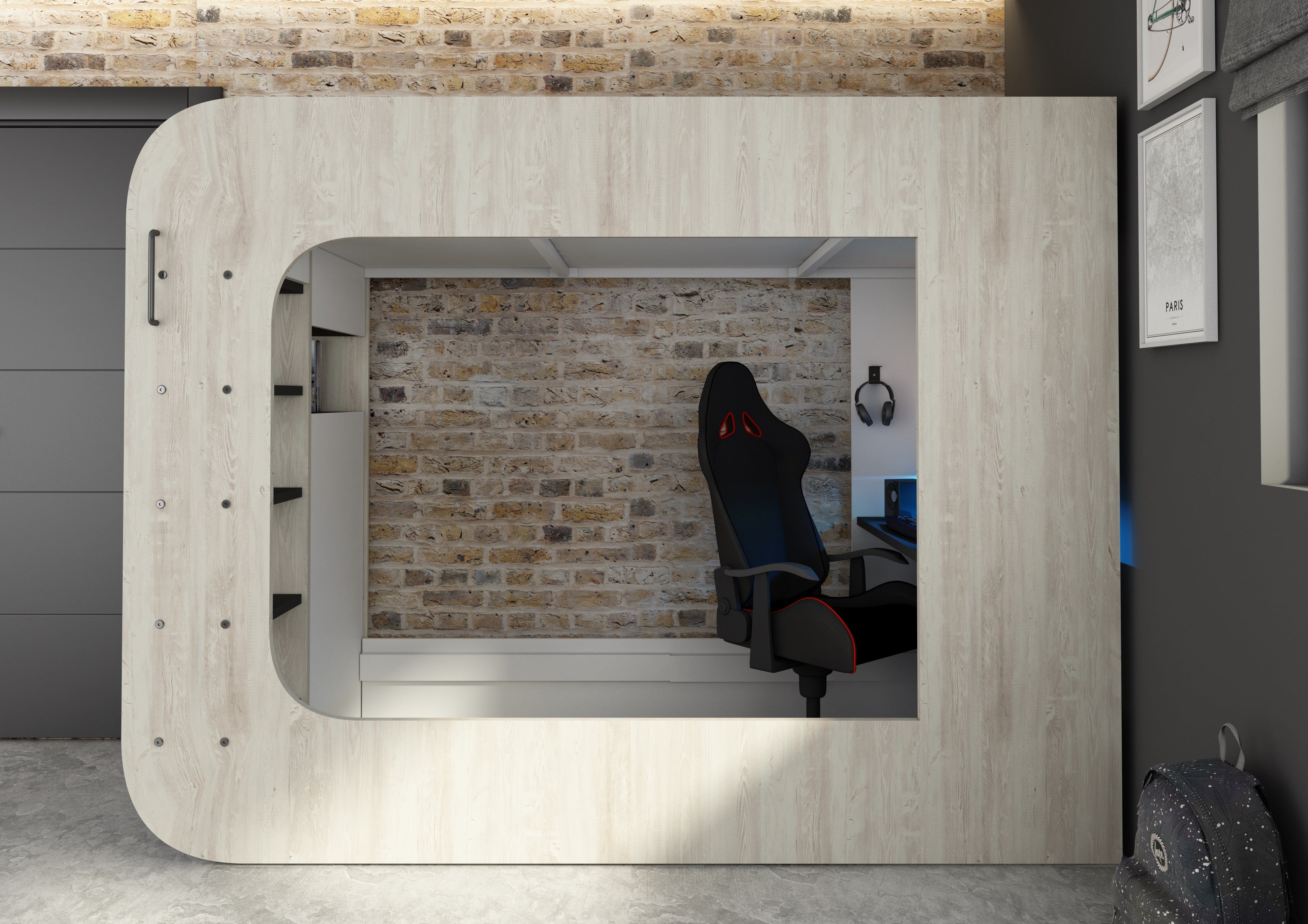 M-Space Oak Single Gaming Bed