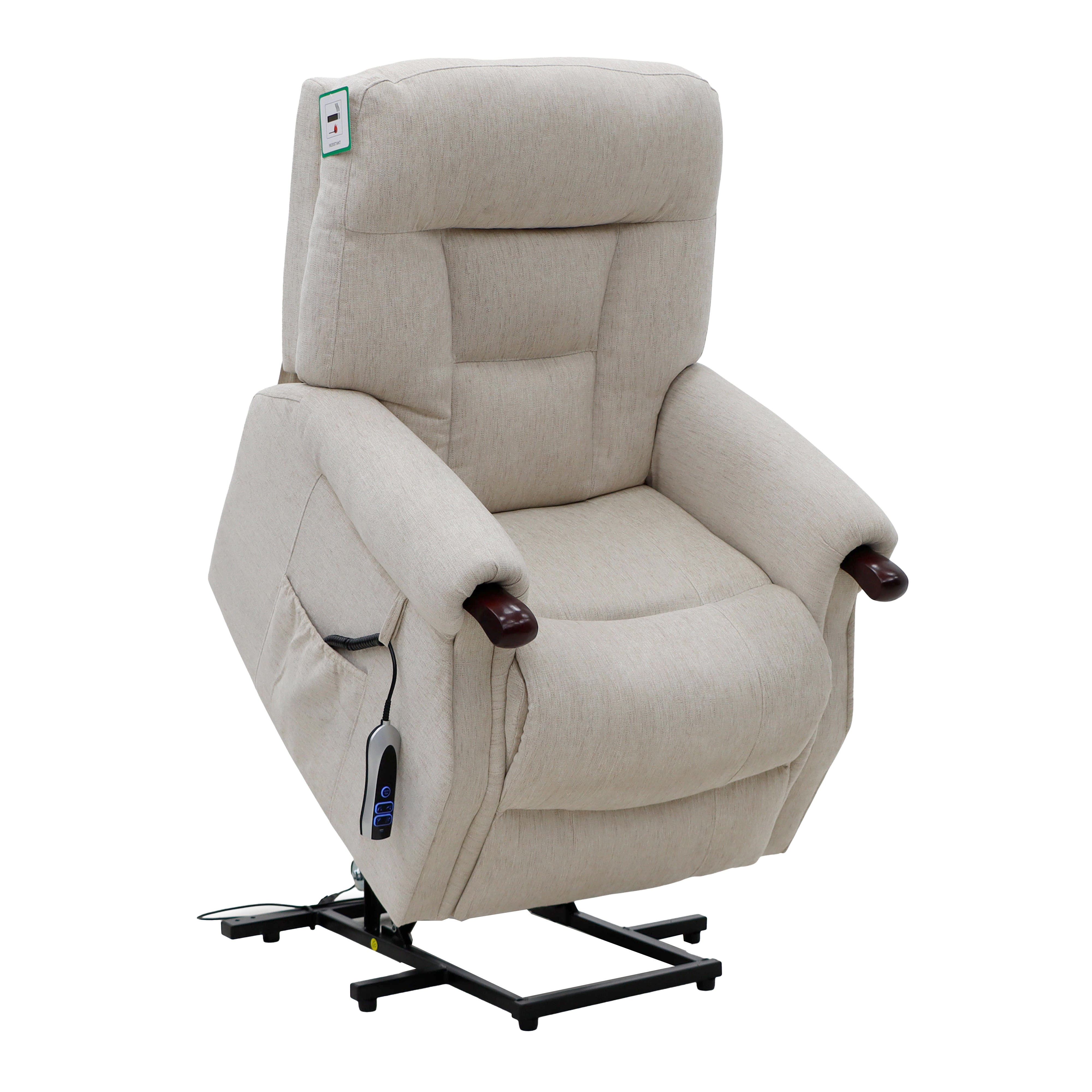 Astoria Dual Motor Lift & Tilt Chair – Beige Fabric with USB Charger