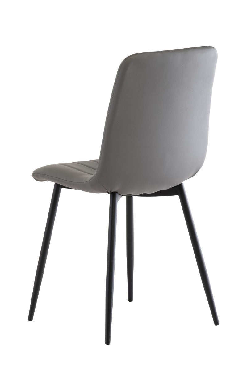 611 Grey Faux Leather Dining Chair – Simple Elegance with Black Powder-Coated Legs – Box of 6