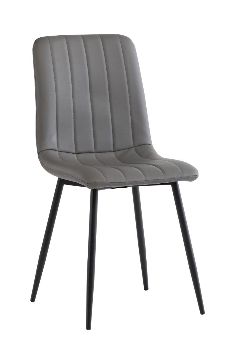 611 Grey Faux Leather Dining Chair – Simple Elegance with Black Powder-Coated Legs – Box of 6