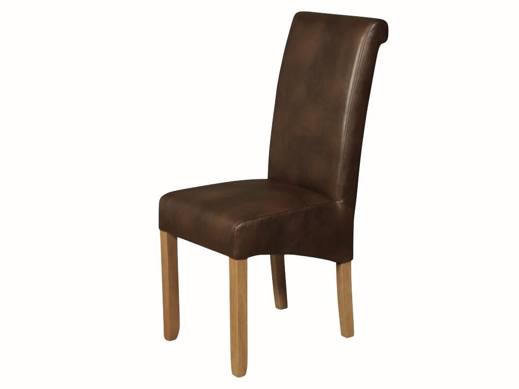 Set of 2 Sophie PU Oak Leg Dining Chairs