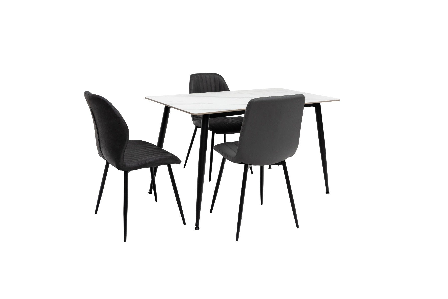 Riga 1.3m Dining Table – Snow White with Black Legs, Sleek Modern Design