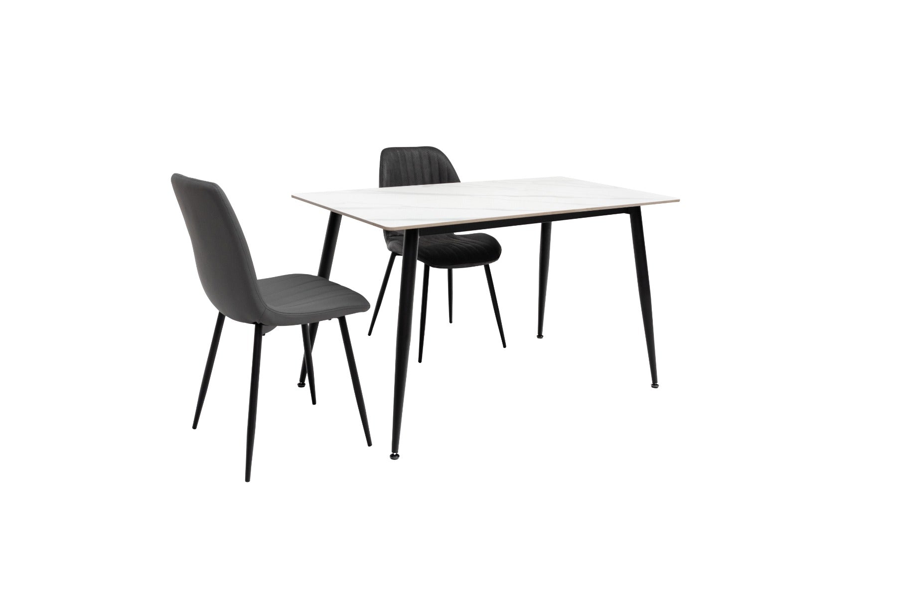Riga 1.3m Dining Table – Snow White with Black Legs, Sleek Modern Design