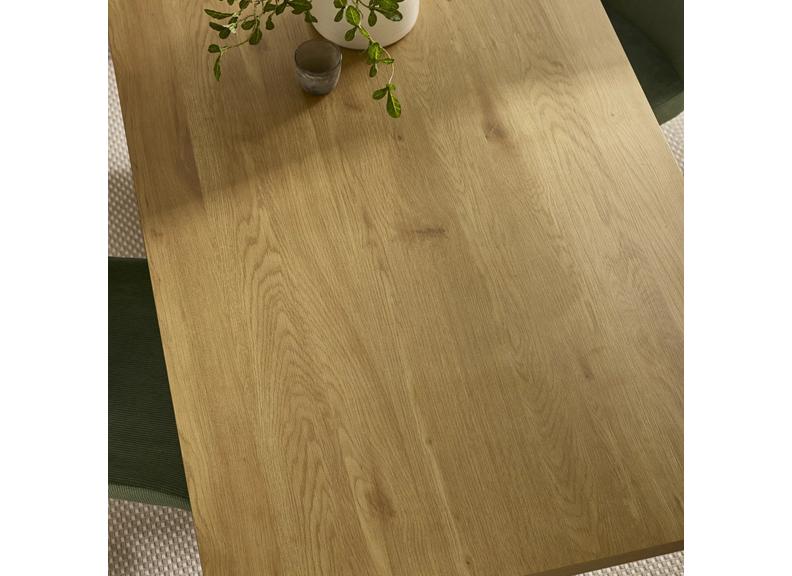 Arundel Dining Table & Four Leonie Chairs – Light Oak Effect with Velvet Upholstery