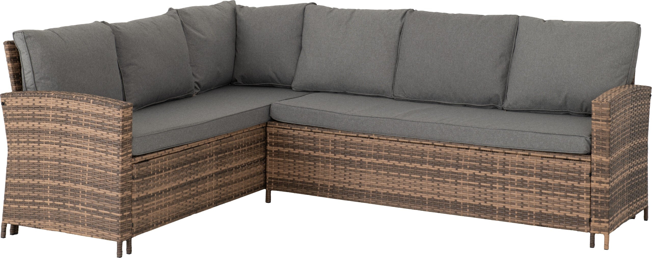 Aspen Corner Garden Furniture Set Brown Rattan/Grey Fabric