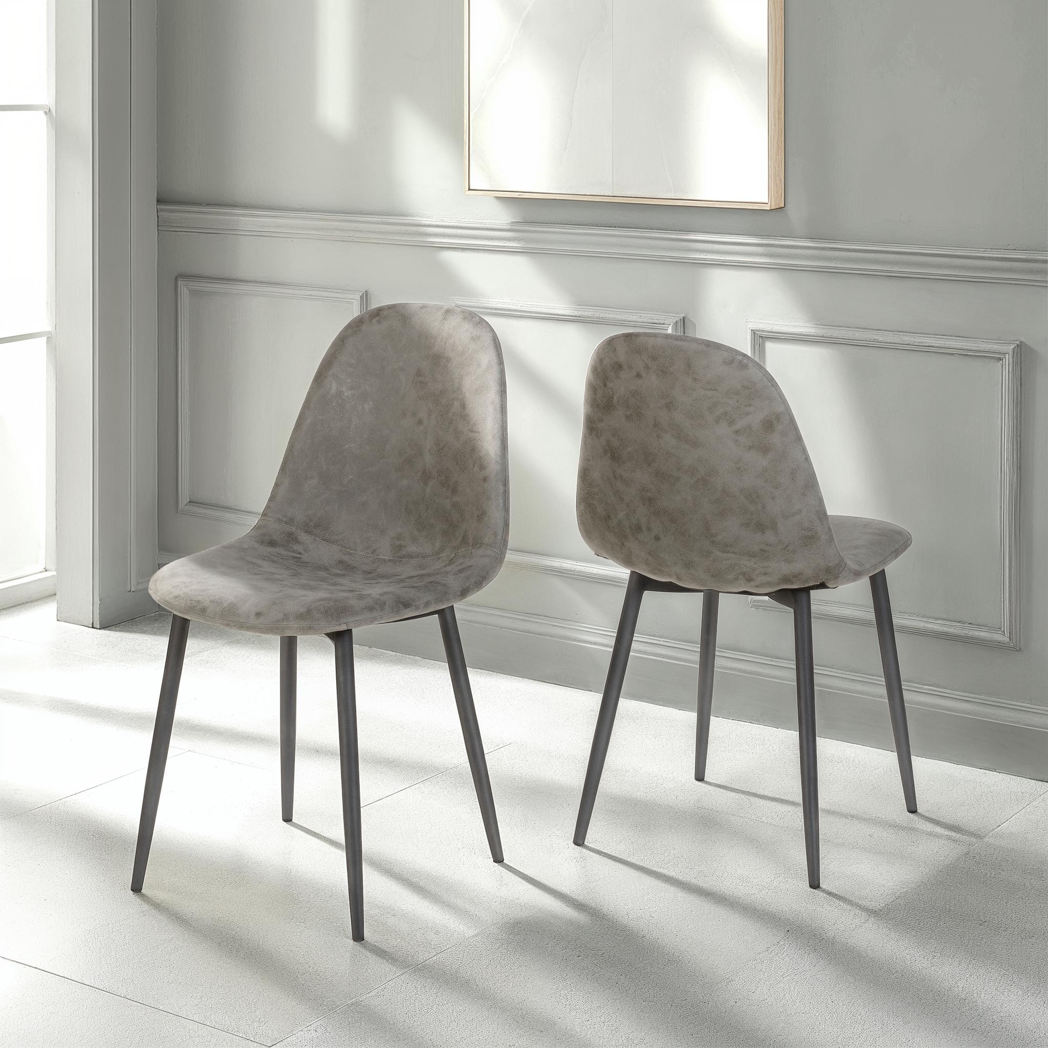 Athens Chair (Box of 2) Grey Faux Leather