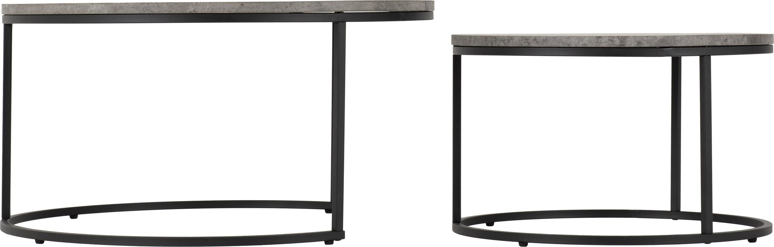 Athens Round Coffee Table Set Concrete Effect/Black