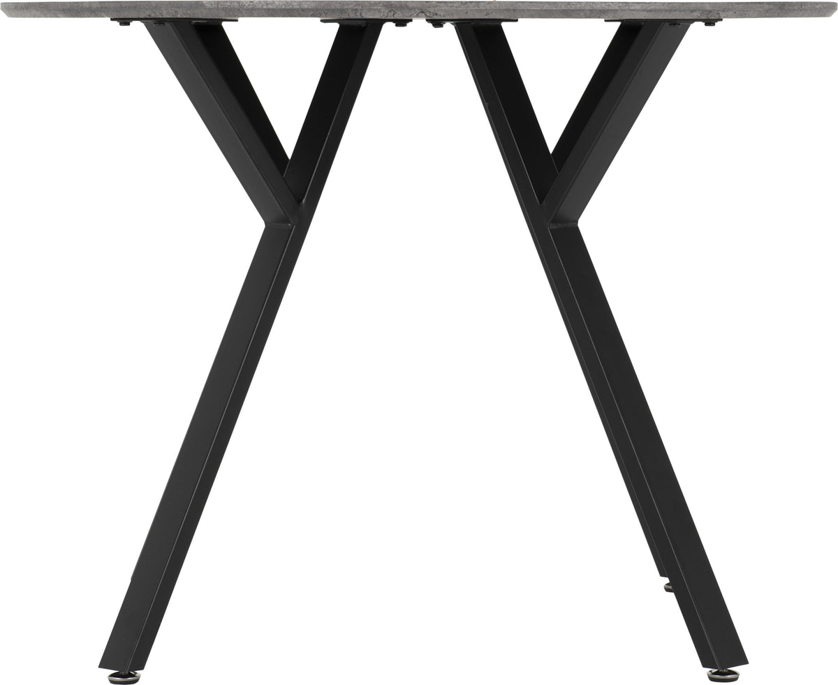 Athens Round Dining Set Concrete Effect/Black/Grey Faux Leather