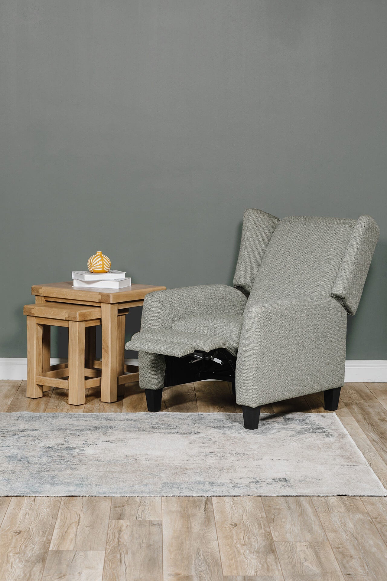 Archie Pushback Chair – Sage Fabric with Manual Recliner