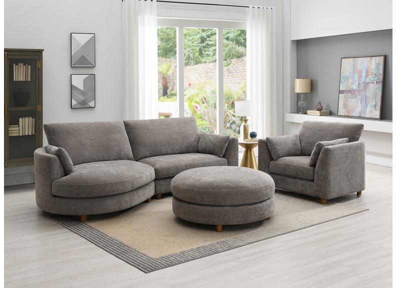 Alina Stone Fabric Ottoman
