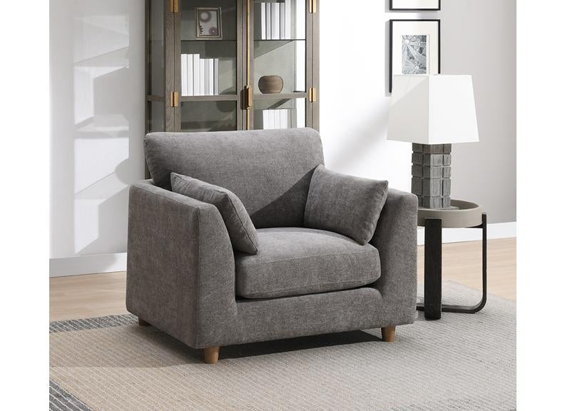 Alina Stone Fabric Armchair with Bolster Cushions
