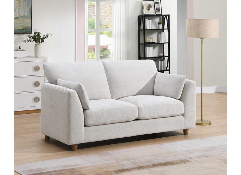 Alina Pearl Fabric 2 Seat Sofa with Bolster Cushions