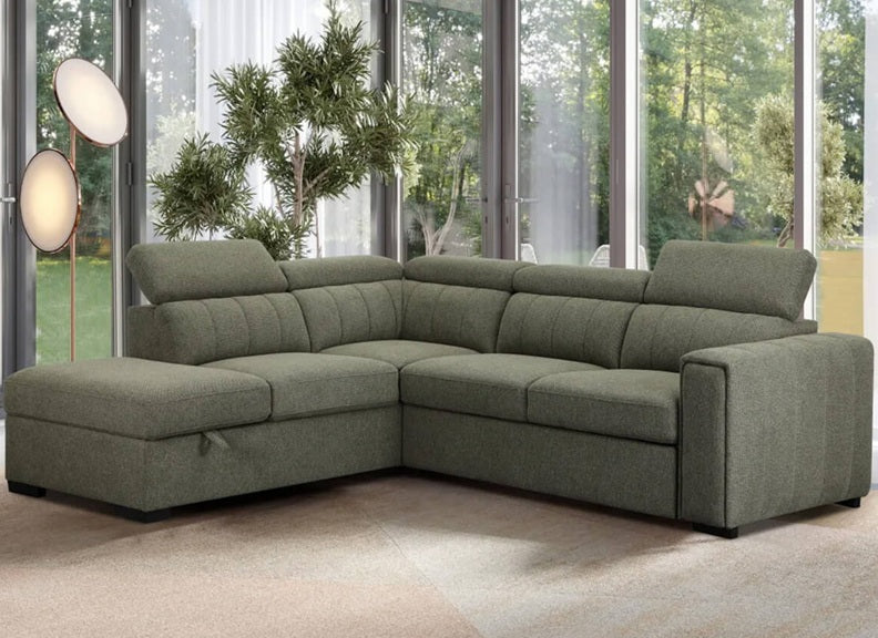August Turtle Green Corner Sofa Bed with Storage (Pre-Order)