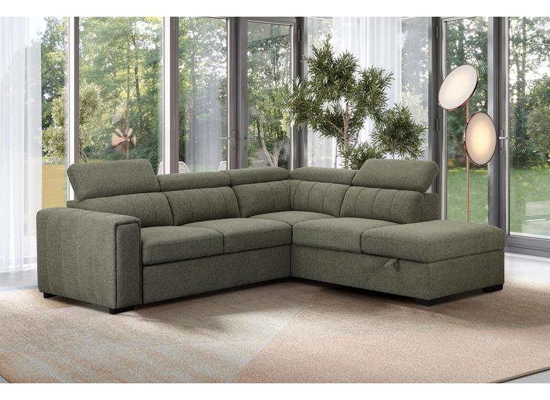 August Turtle Green Corner Sofa Bed with Storage (Pre-Order)