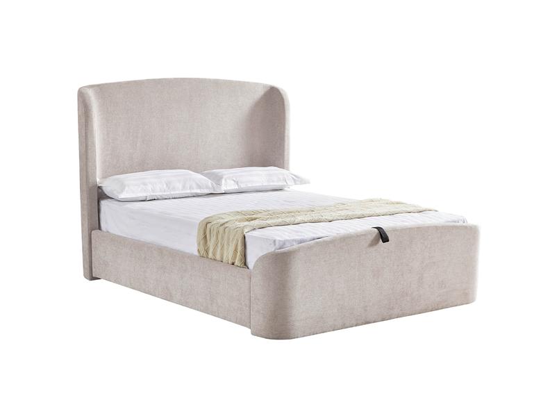 Blaire 6 ft Ottoman Bed – Cream Upholstered with Under-Bed Storage