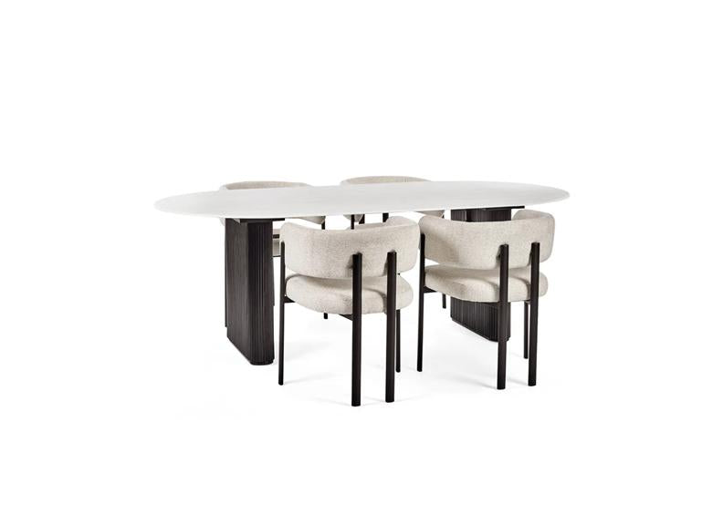 Bolivia Oval Dining Table With 4 Bolivia Dining Chairs