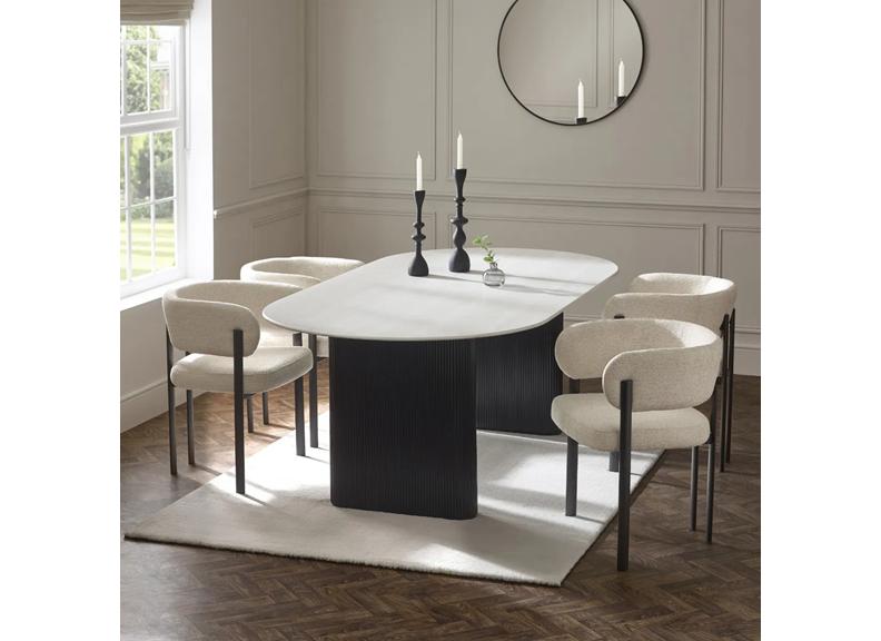Bolivia Oval Dining Table With 4 Bolivia Dining Chairs