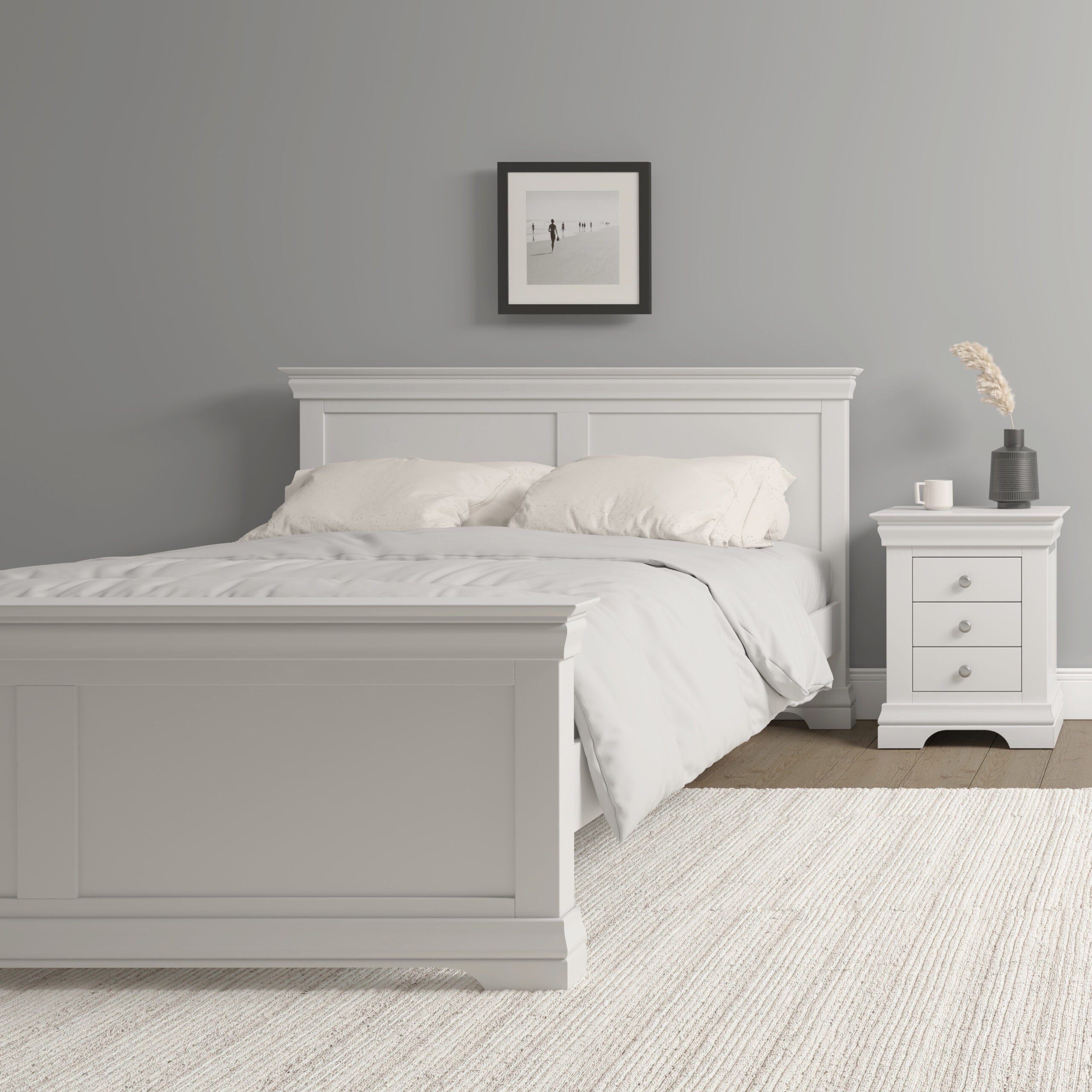 Bordeaux 4'6" Bed High Foot End Ivory