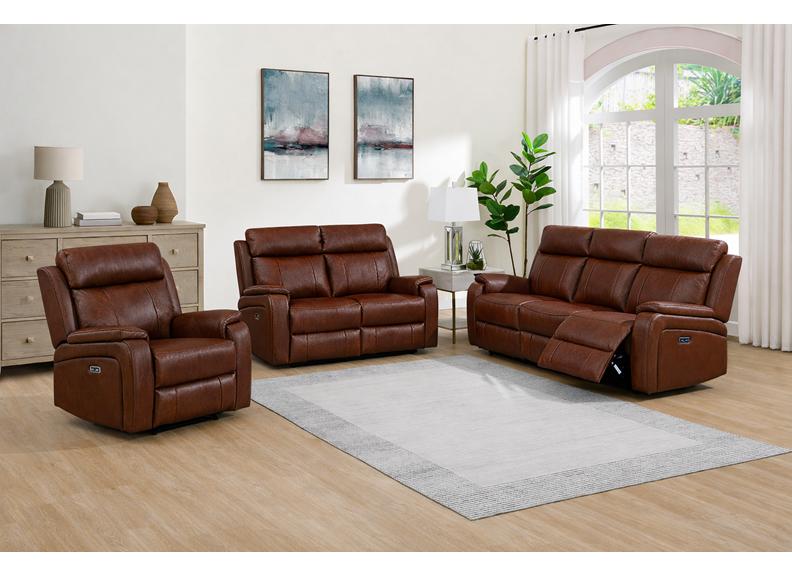 Banbury Tan Half-Leather Powered Reclining 2 Seat Sofa