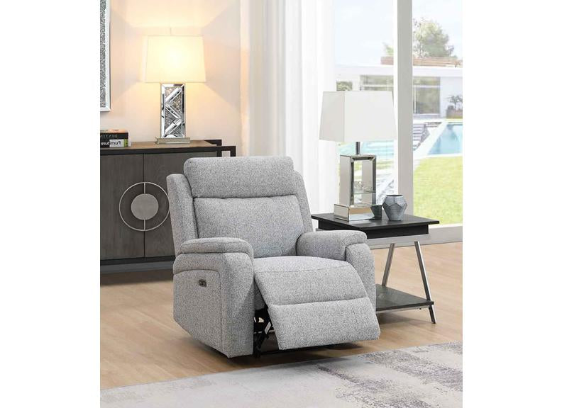 Banbury Silver Fabric Powered Reclining Armchair
