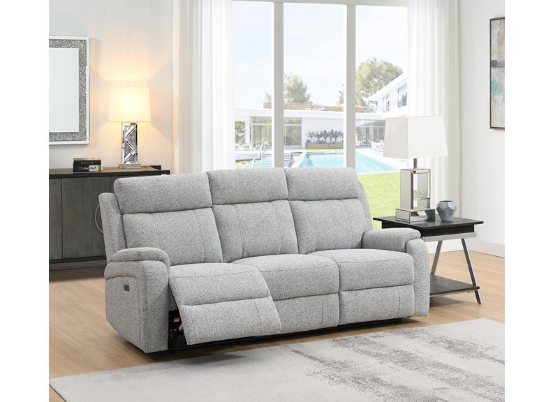 Banbury Silver Fabric Powered Reclining 3 Seat Sofa