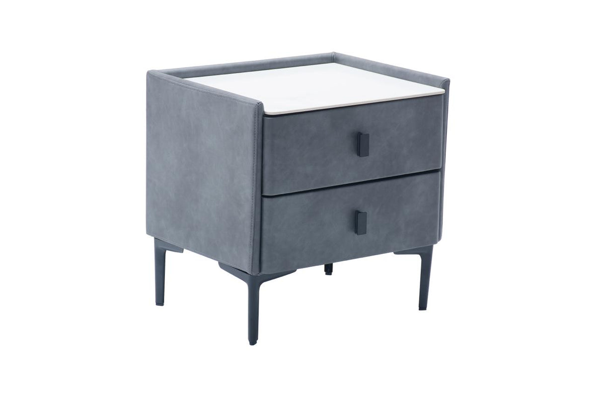 Carla Bedside Table Grey with Charger