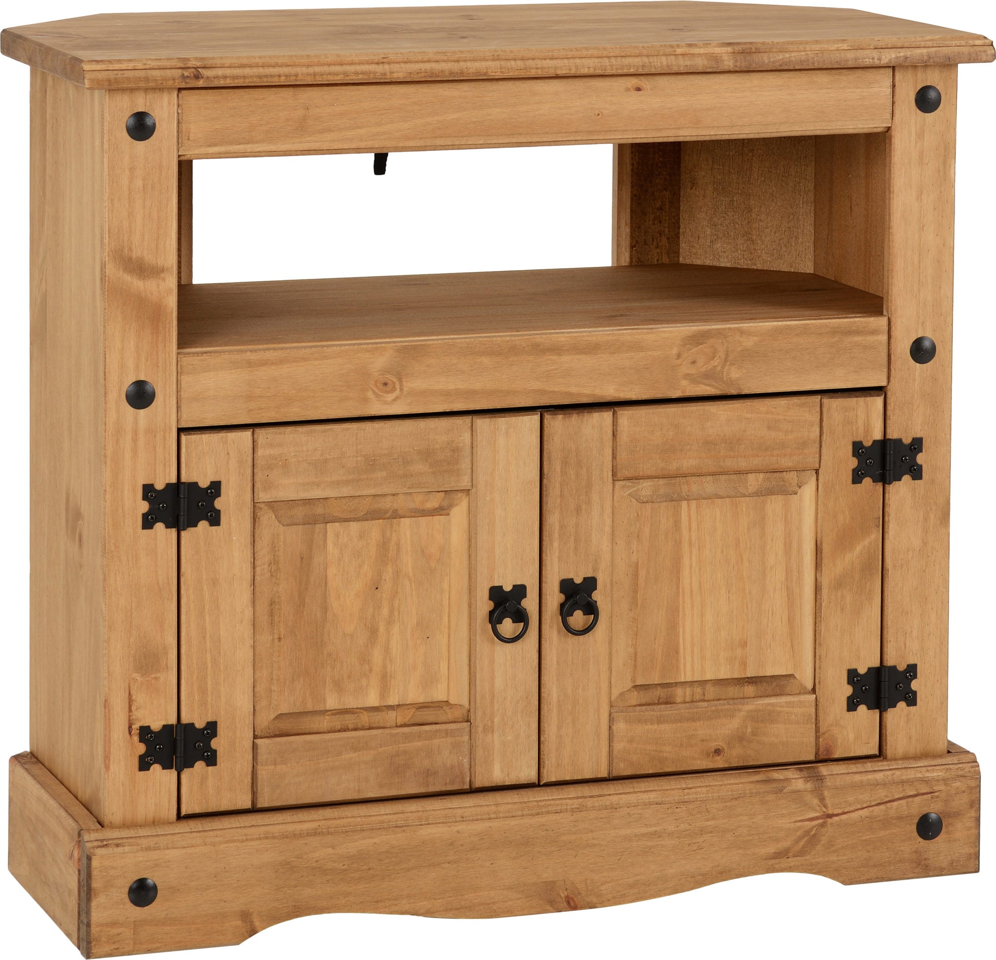 Corona Corner TV Cabinet Distressed Waxed Pine