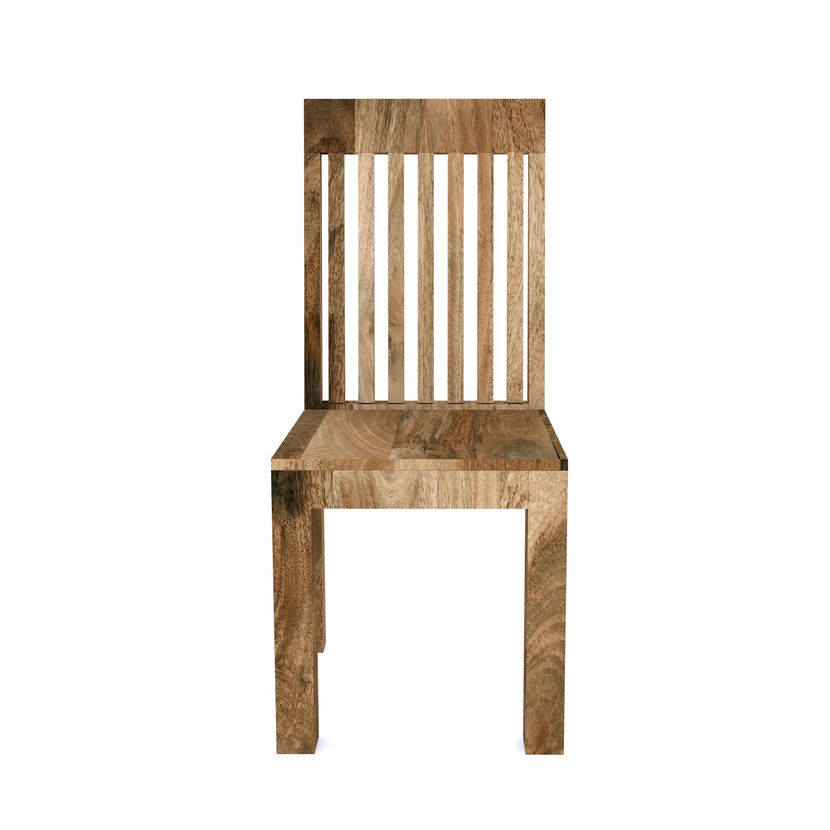 Cube Slat Chair – Natural Mango Wood (Set of 2)