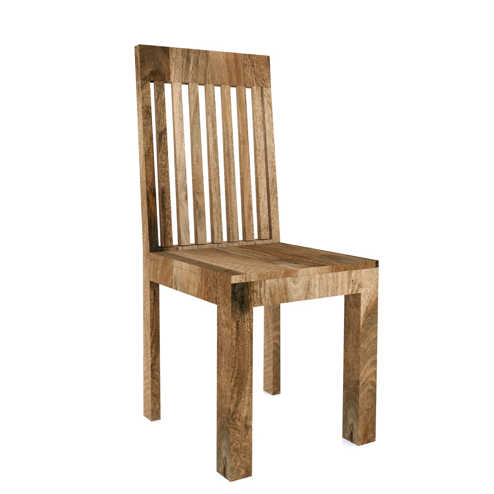 Cube Slat Chair – Natural Mango Wood (Set of 2)