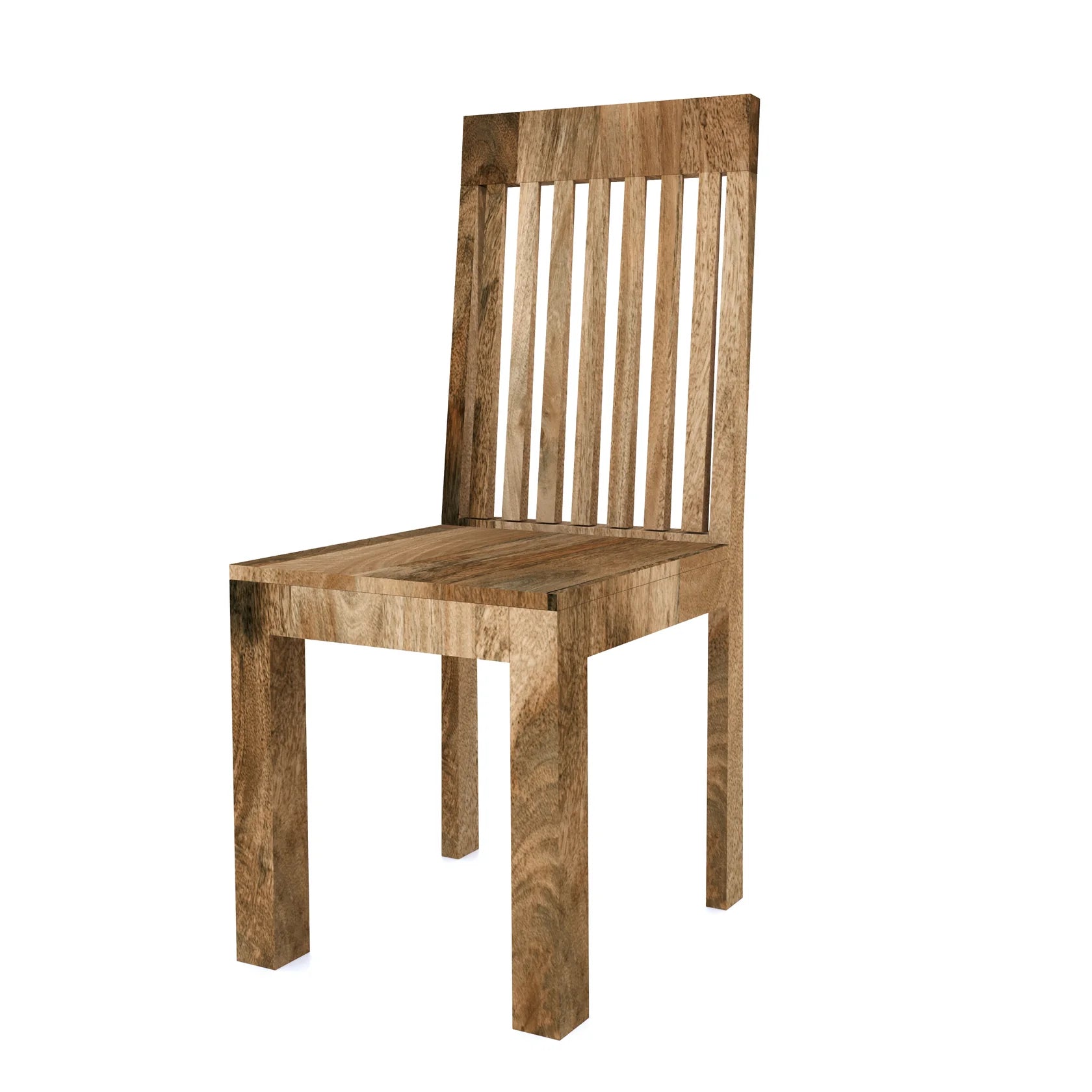 Cube Slat Chair – Natural Mango Wood (Set of 2)