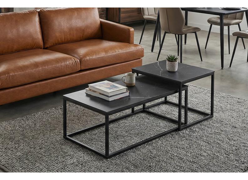 Cody Coffee Table Set – Black Sintered Stone Tops
