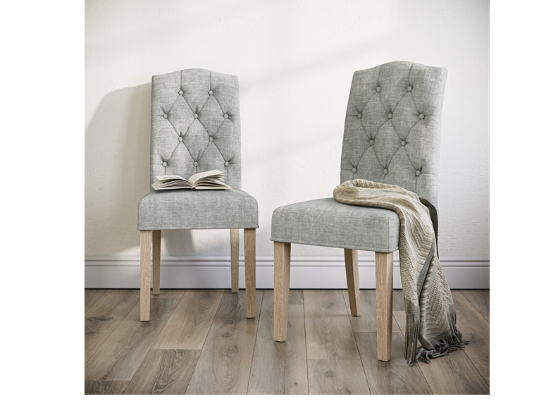 Set of Two Chelsea Dining Chairs – Natural KD - Whitewash Leg