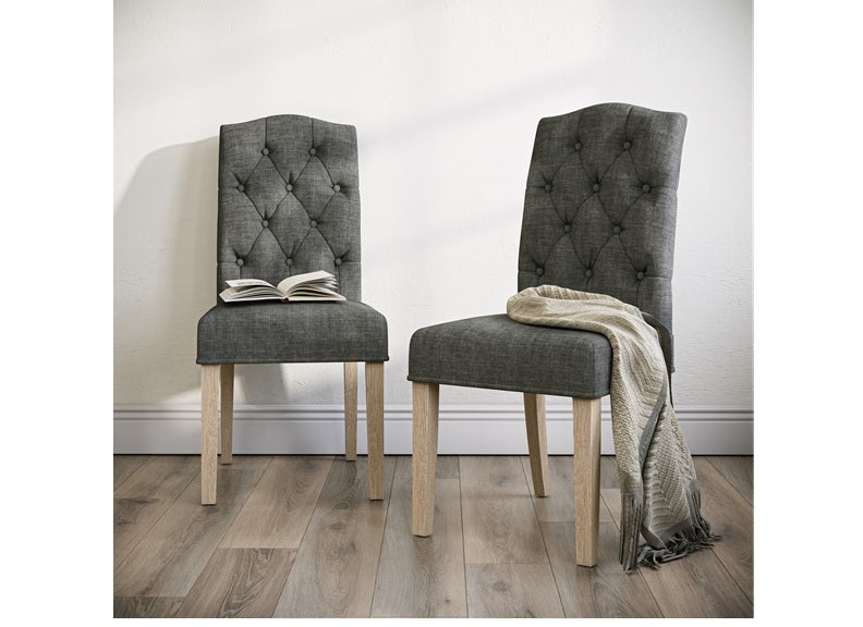 Set of Two Chelsea Dining Chairs – Charcoal KD - Whitewash Leg