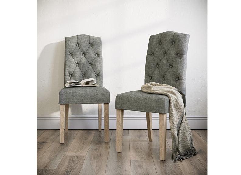 Set of Two Chelsea Dining Chairs – Grey KD - Whitewash Leg