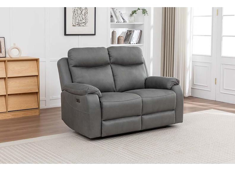 Corvan Charcoal Fabric Reclining 2 Seat Sofa
