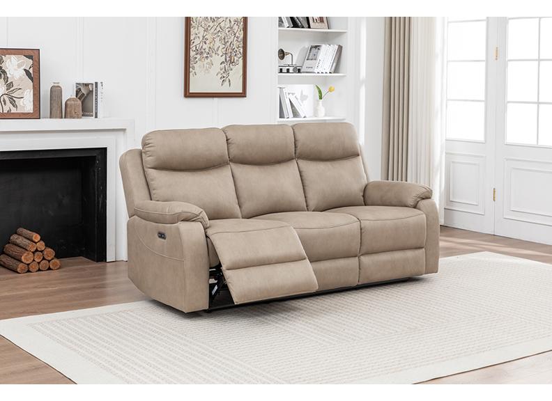 Corvan Stone Fabric Reclining 3 Seat Sofa