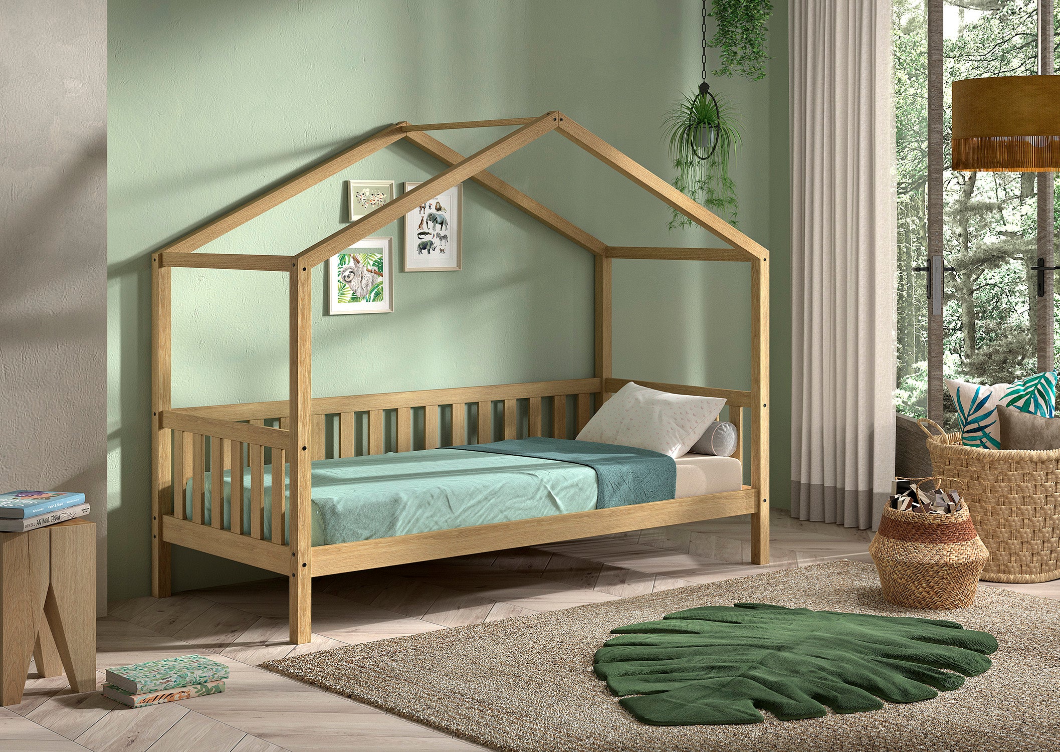 Nature House Bed With Fence 90 X 200 Cm Oak