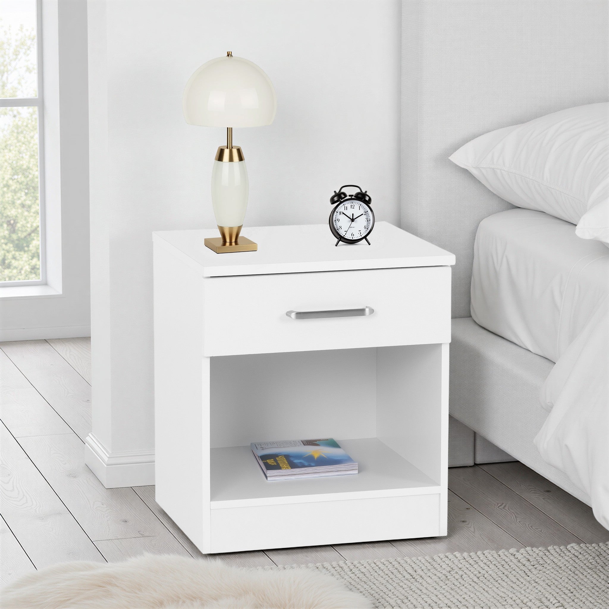 Dakota 1 Drawer Bedside White